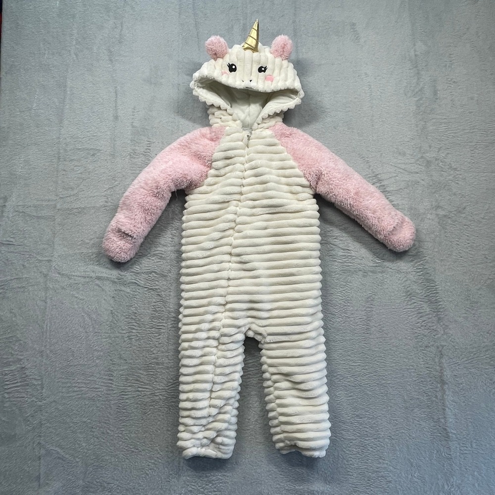 Koala Baby Unicorn Pram Suit Toddler Pink Cream Faux Fur‎ Hooded Bunting 18-24M